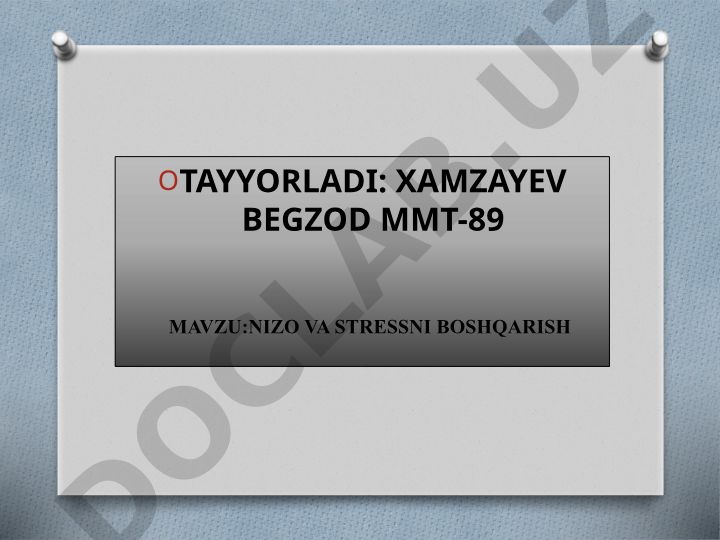 Nizo va stressni boshqarish