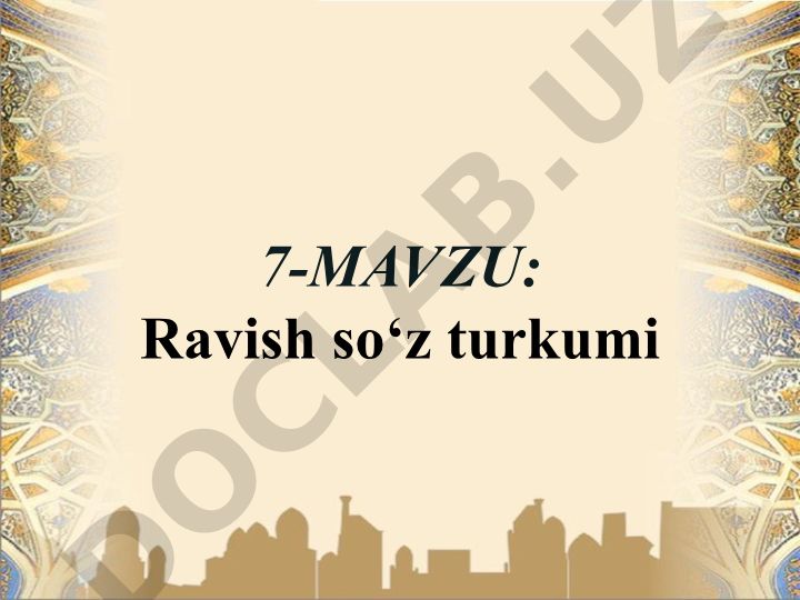 Ravish so'z turkumi