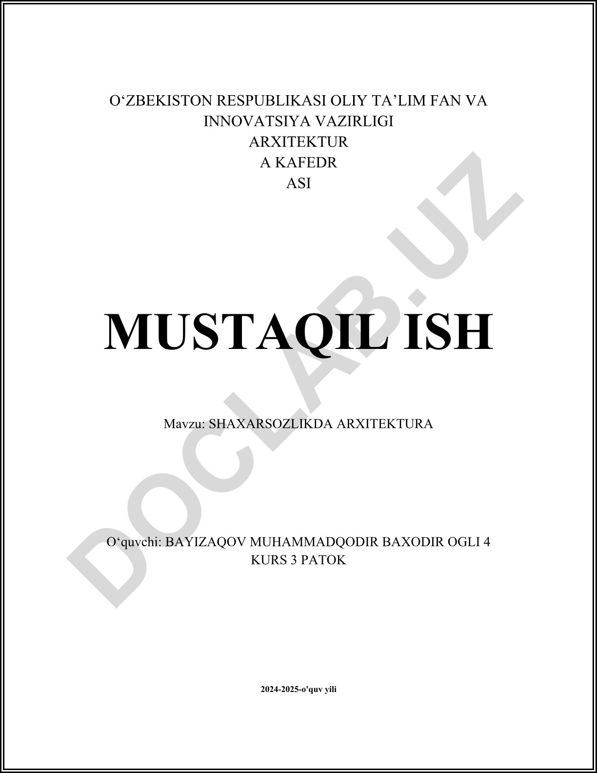 Shaharsoslikda arxitektura