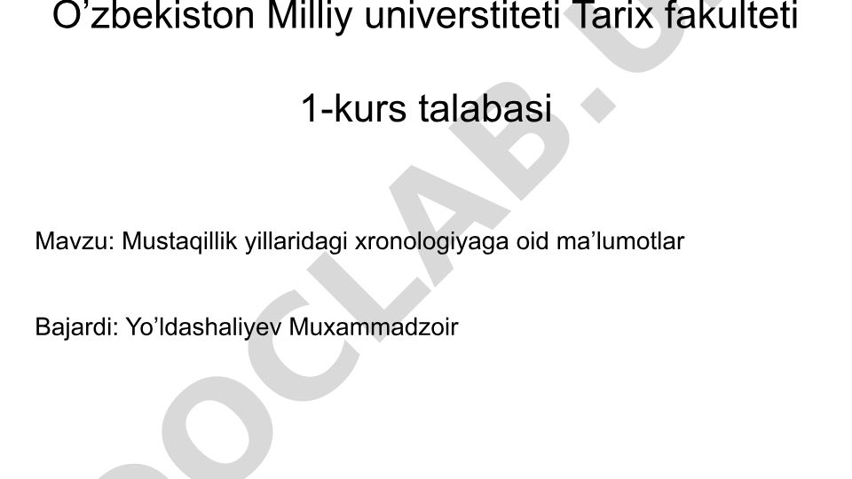 Mustaqillik yillaridagi xronologiyaga oid ma'lumotlar