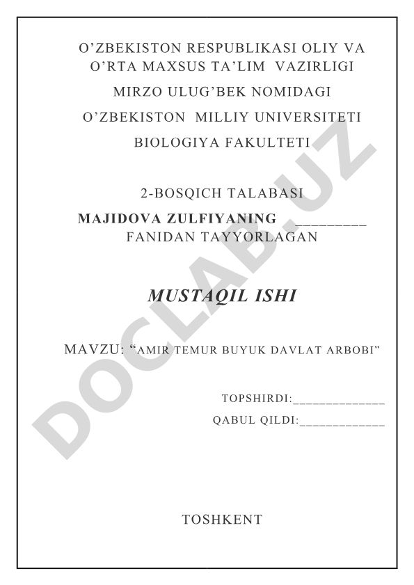 Amir Temur buyuk davlat arbobi