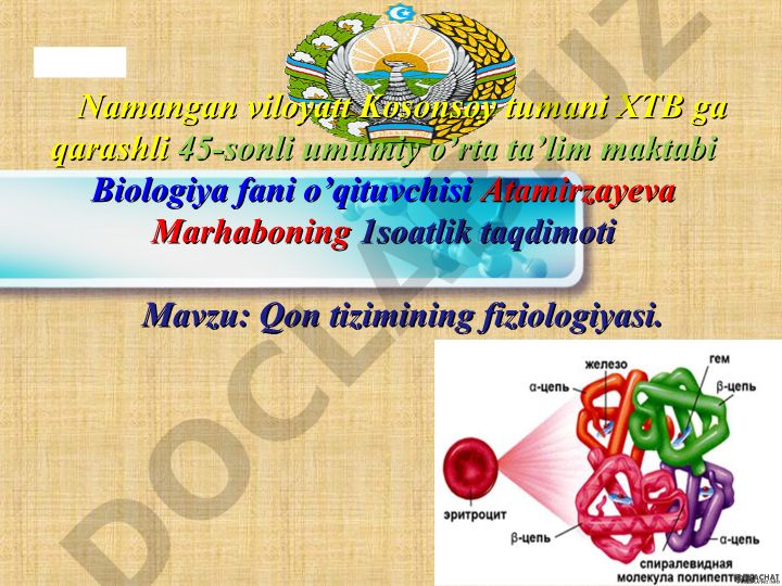 Qon tizimining fiziologiyasi
