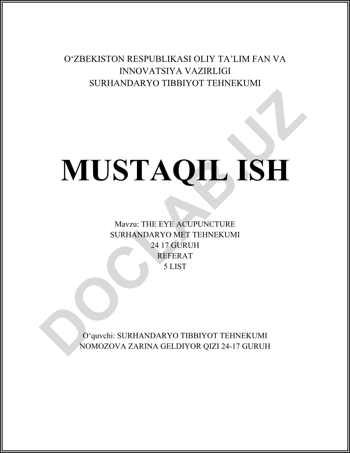 Ko'rish funktsiyasi va ko'z akupunkturasi