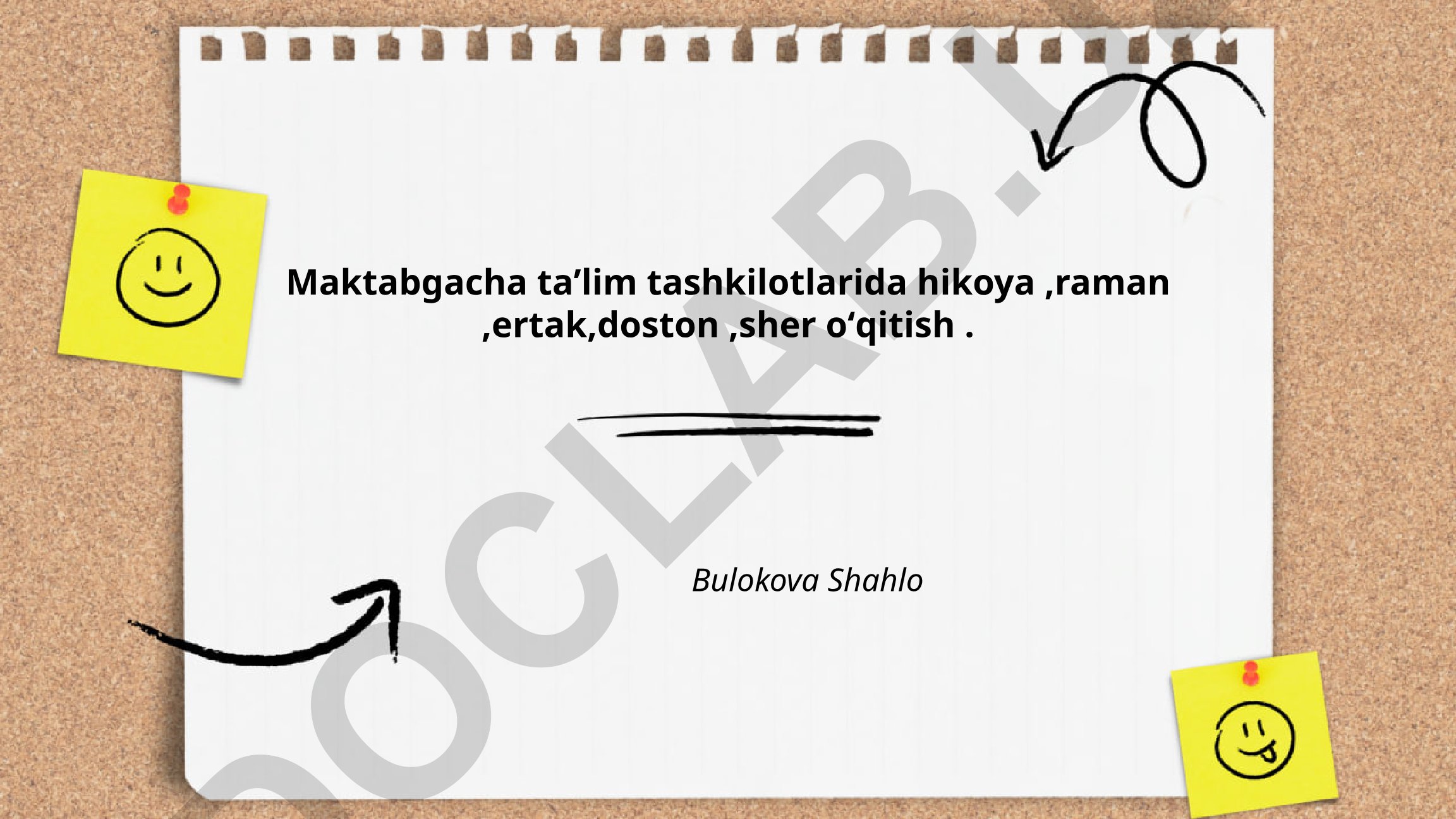 Maktabgacha taʼlim tashkilotlarida hikoya, roman, ertak, doston, sher oʻqitish