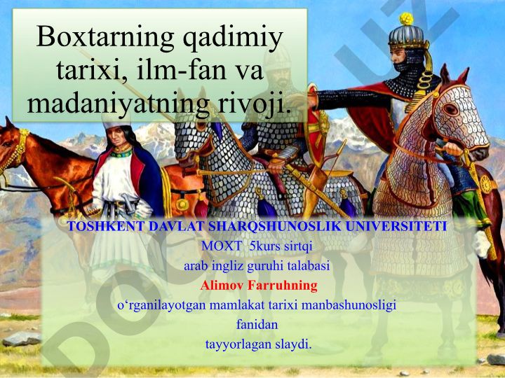 Boxtarning qadimiy tarixi va madaniyati