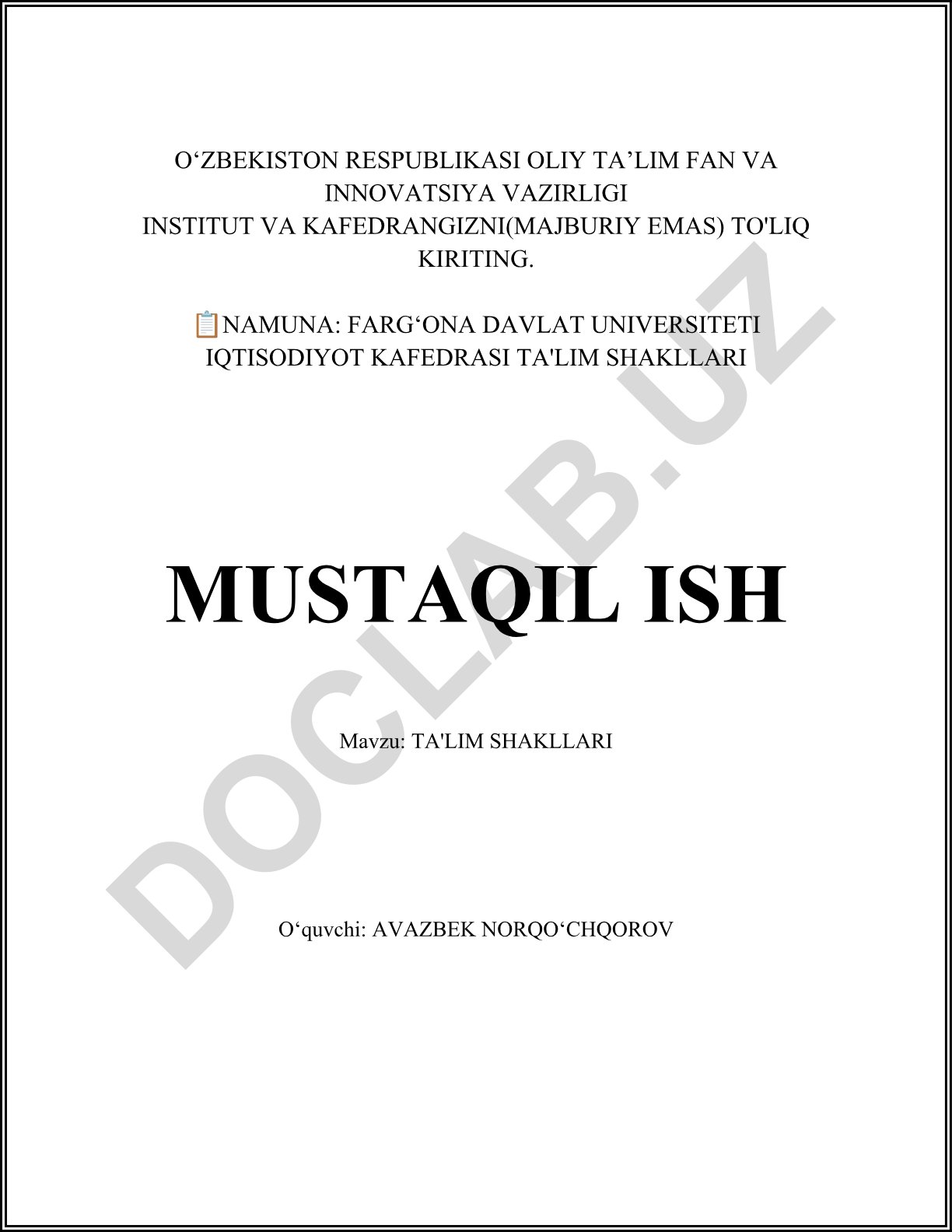 Ta'lim shakllari