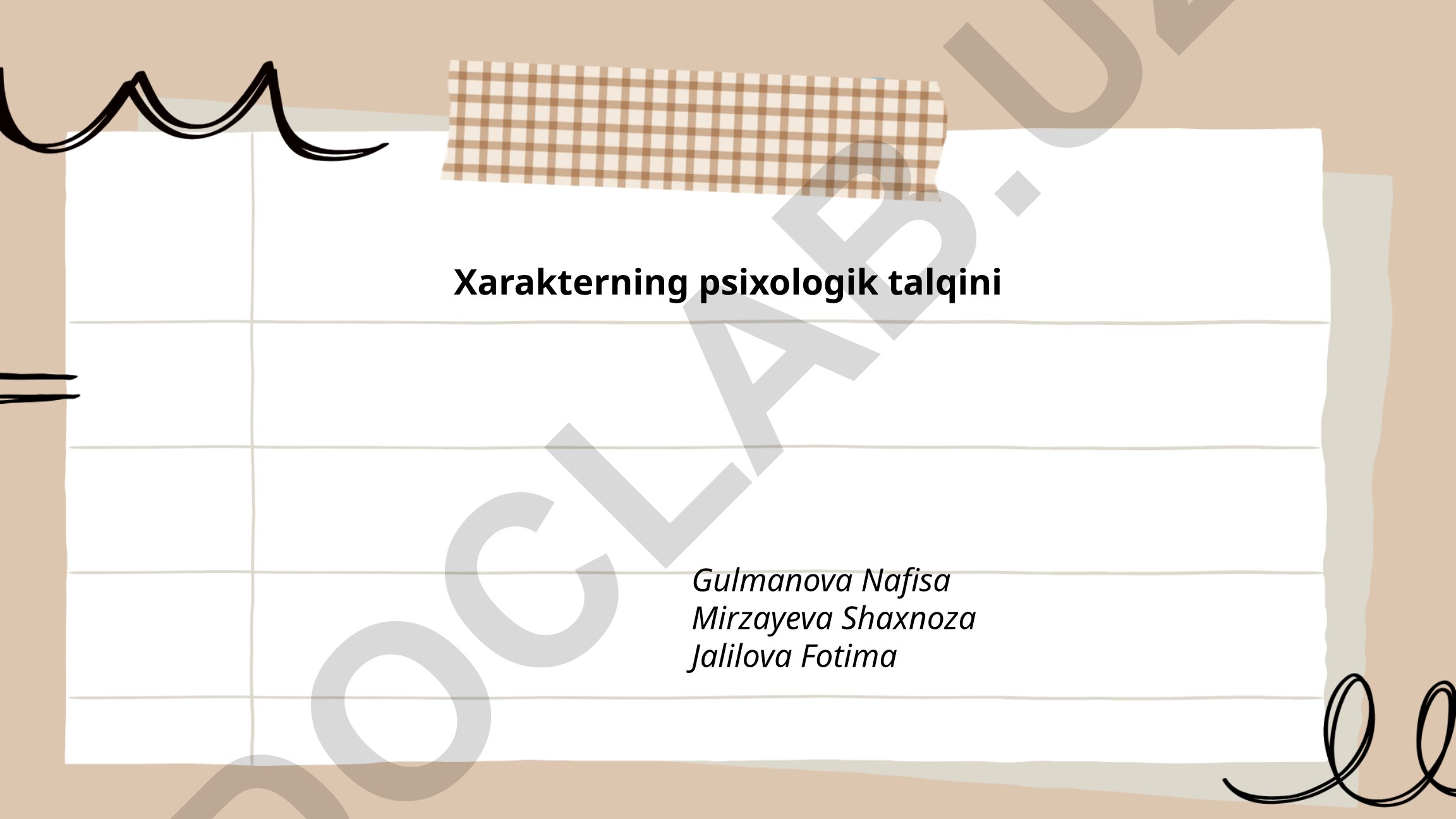 Xarakter va shaxs psixologiyasi