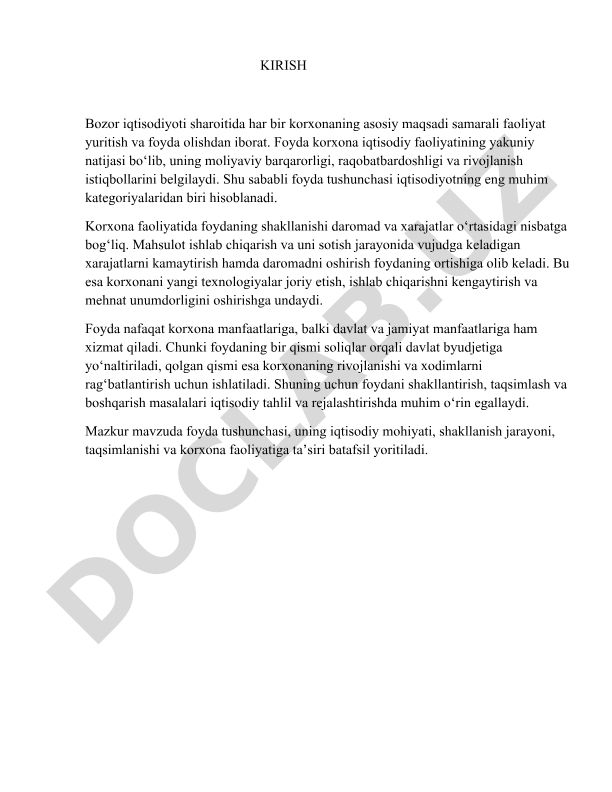 Foyda tushunchasi va uning iqtisodiy mohiyati