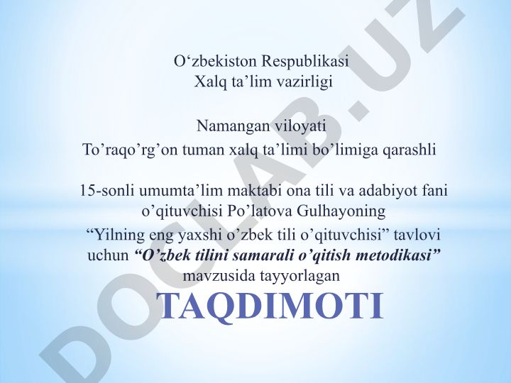 O'zbek tilini samarali o'qitish metodikasi