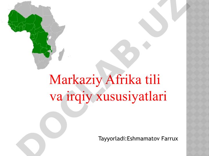 Markaziy Afrika Respublikasi va Markaziy Afrika irqi xususiyatlari
