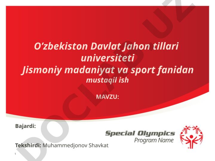 Jismoniy madaniyat va sport fanidan mustaqil ish