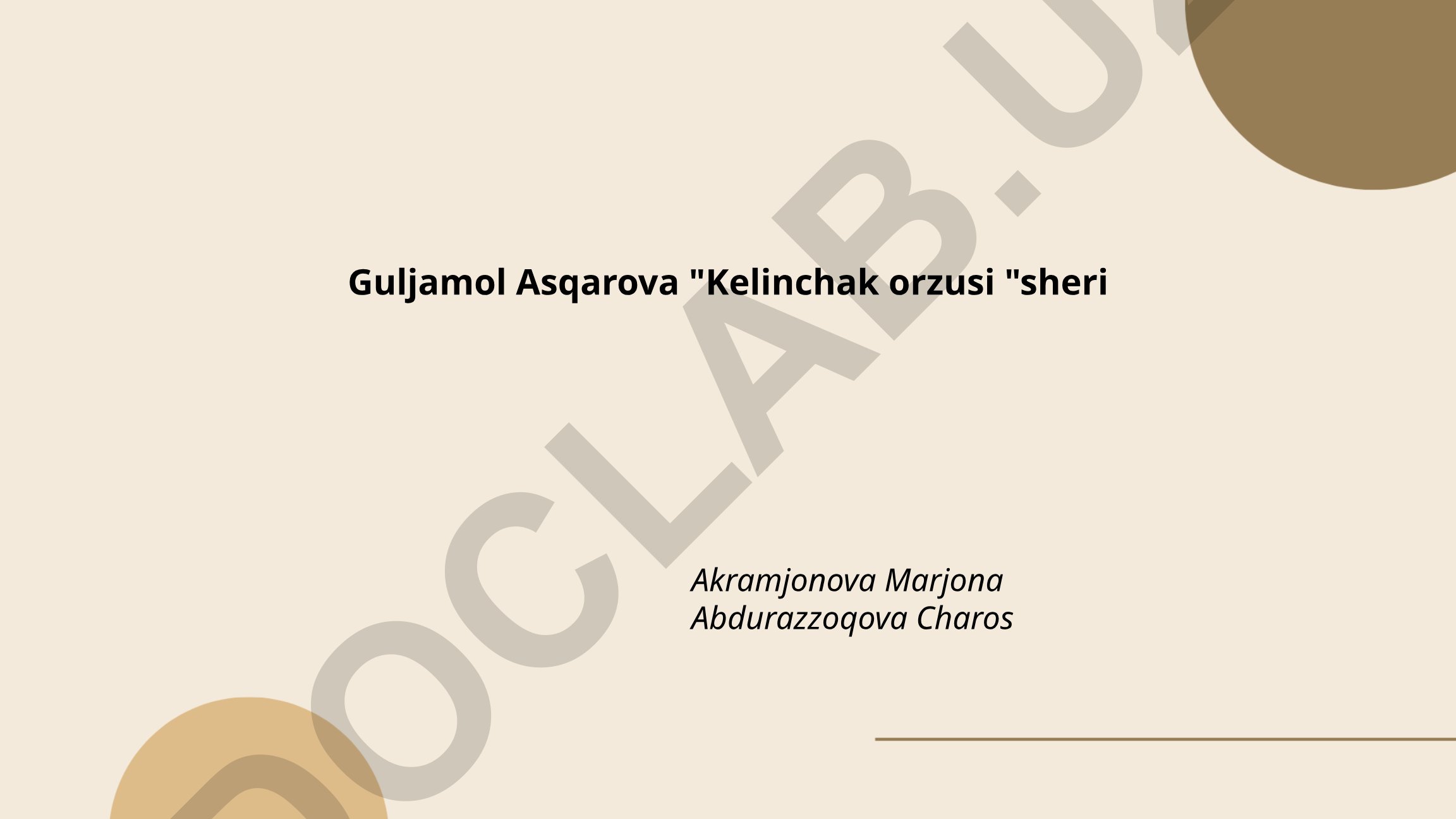 Guljamol Asqarova "Kelinchak orzusi" she'rining tahlili