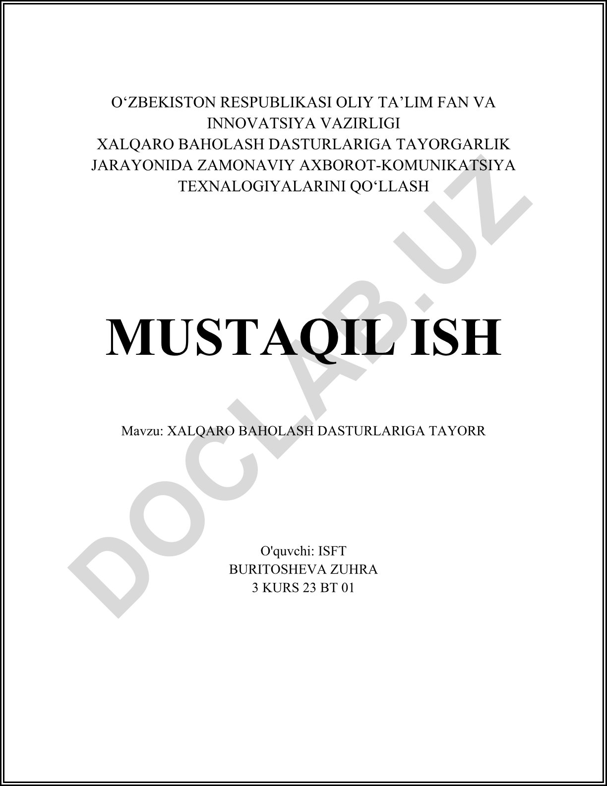 Xalqaro baholash dasturlariga tayyorgarlik jarayonida zamonaviy axborot-kommunikatsiya texnologiyalarini qo'llash