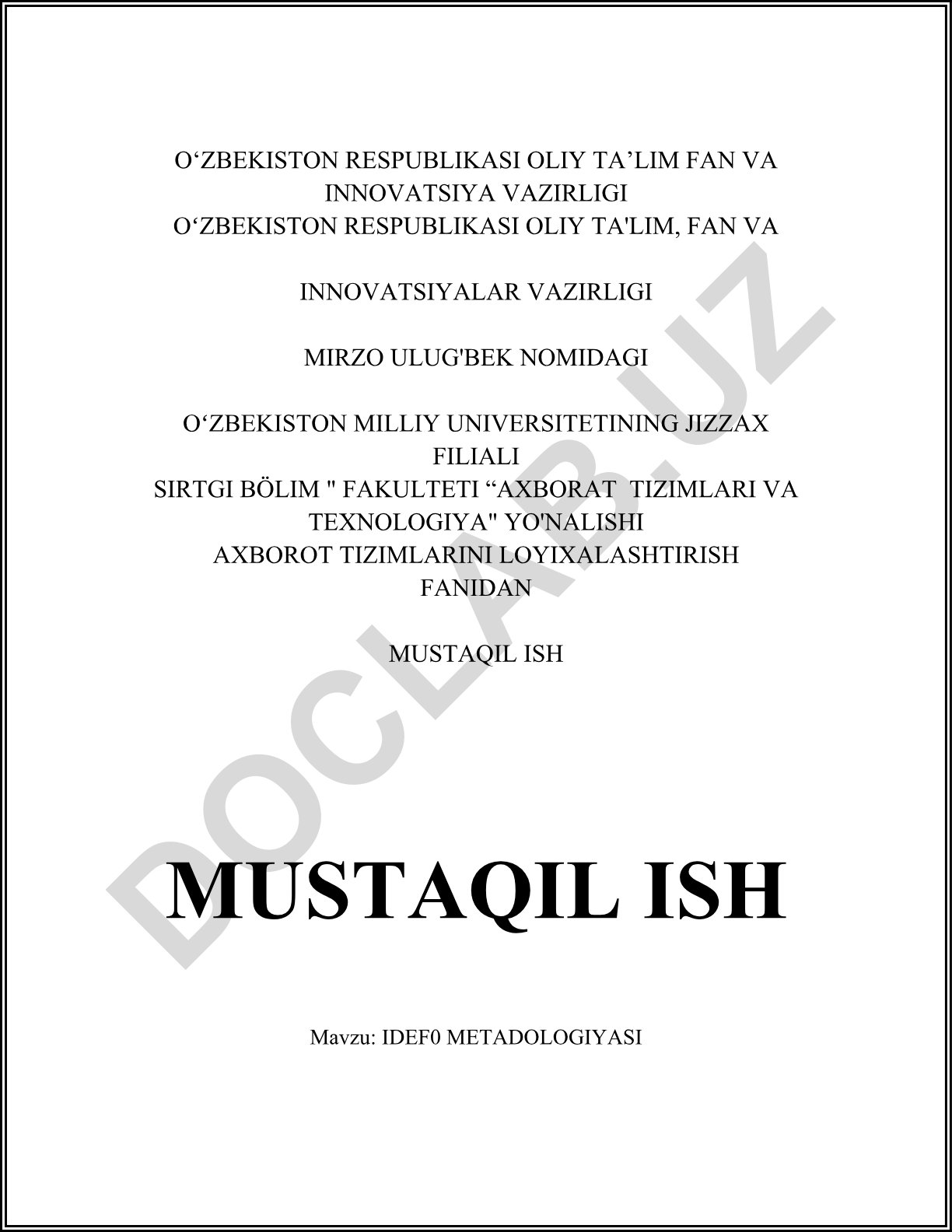IDEF0 METADOLOGIYASI