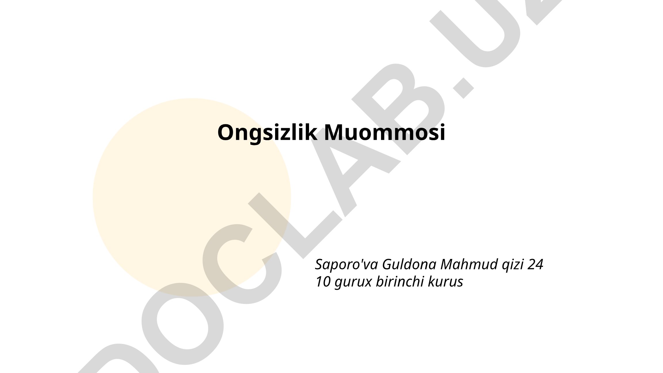 Ongsizlik muommosi: iqtisodiy, ta'lim va sog'liqni saqlashdagi tengsizliklar
