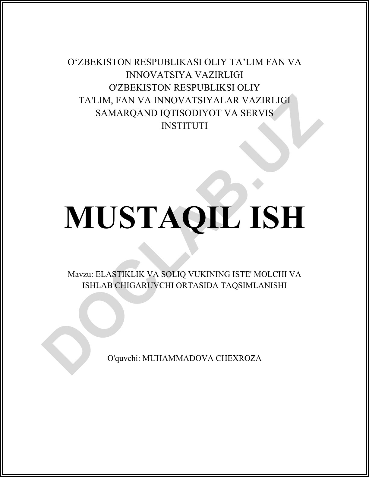 Elastiklik va soliq yukining iste'molchi va ishlab chiqaruvchi orasida taqsimlanishi