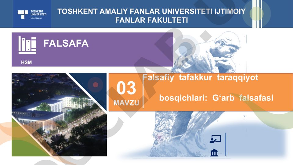 G‘arb falsafasi taraqqiyot bosqichlari