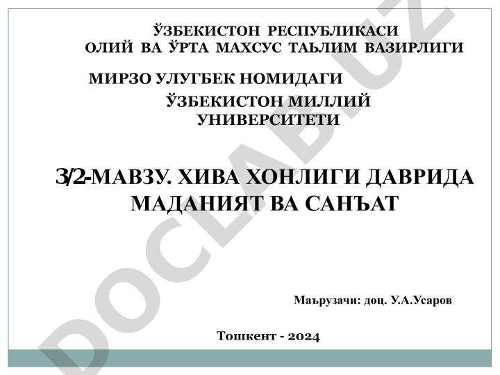 Xiva Xonligida madaniyat va san'at