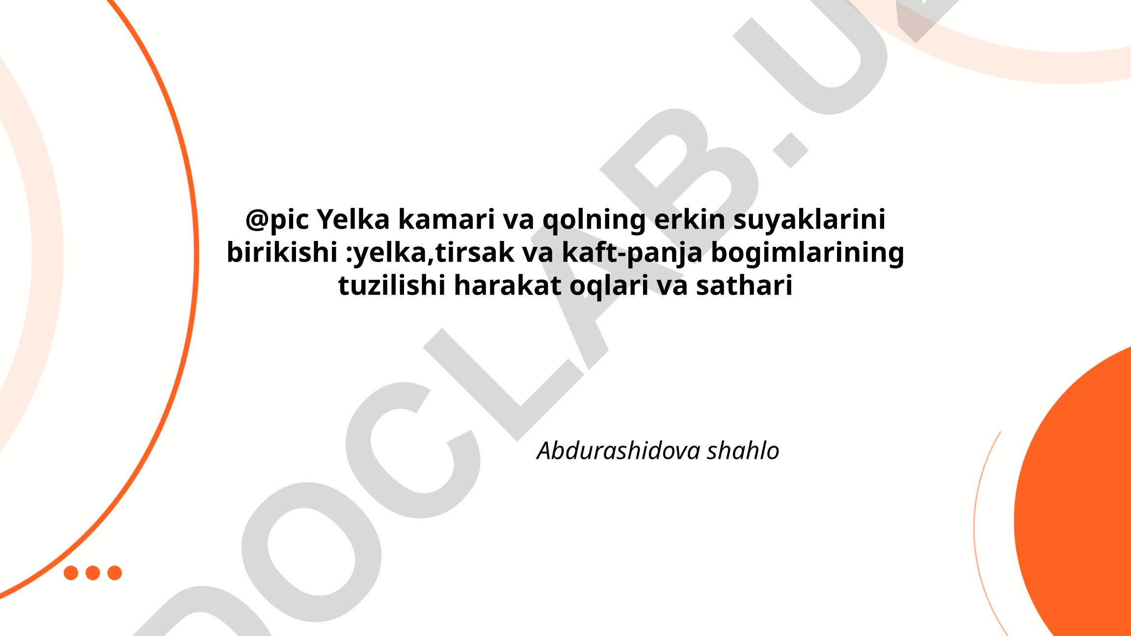 Yelka kamari va qolning erkin suyaklarini birikishi