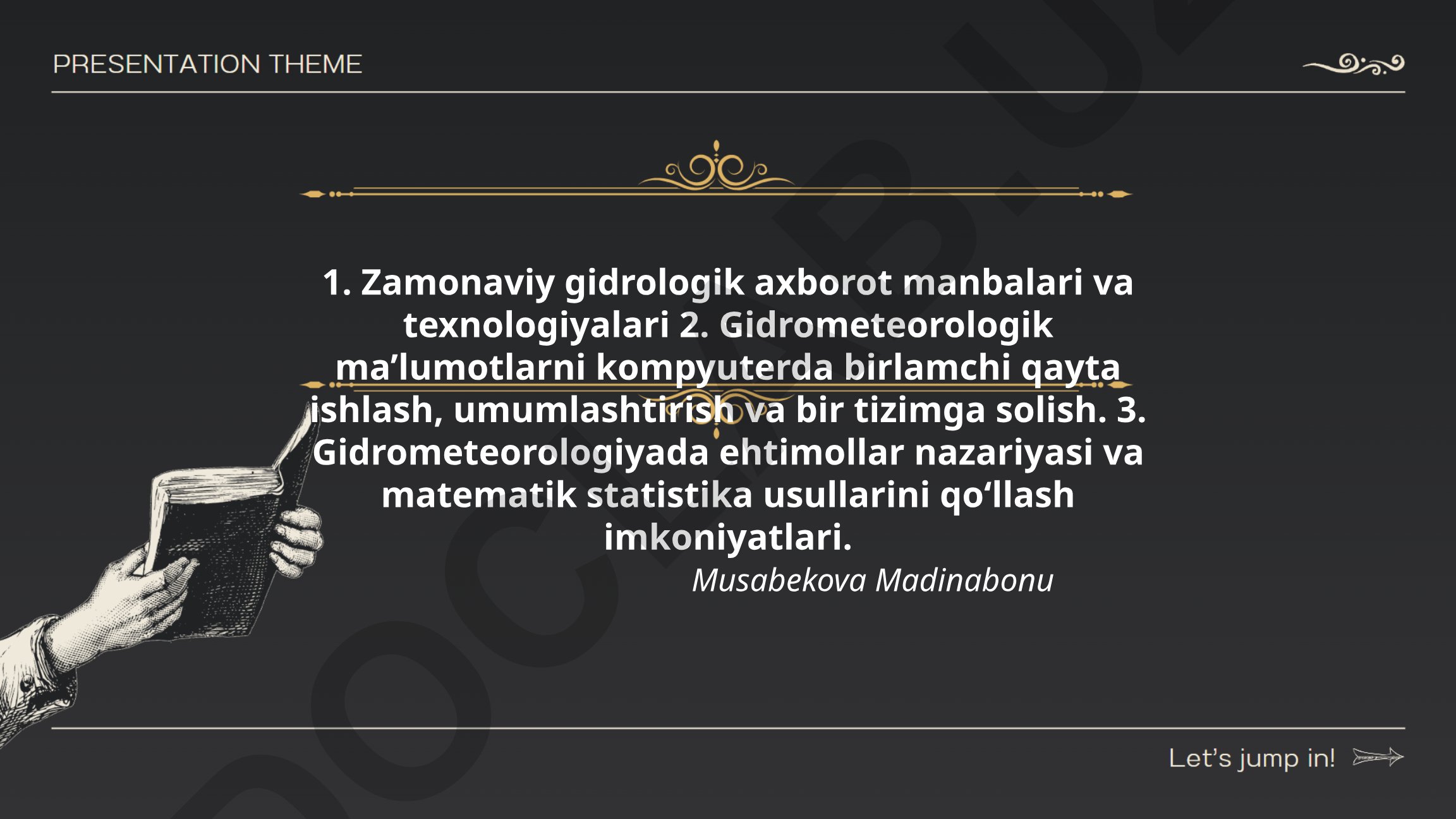 Zamonaviy gidrologik axborot manbalari va texnologiyalari