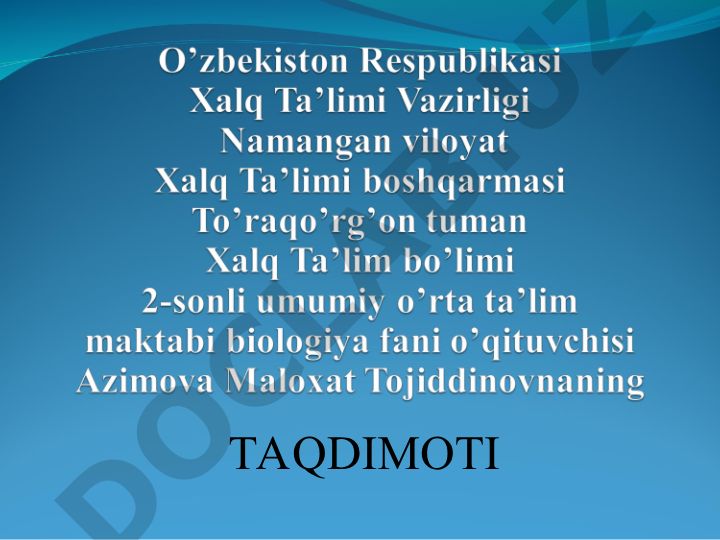 Bargning ichki tuzulishi va ko'p hujayrali yashil suv o'tlari