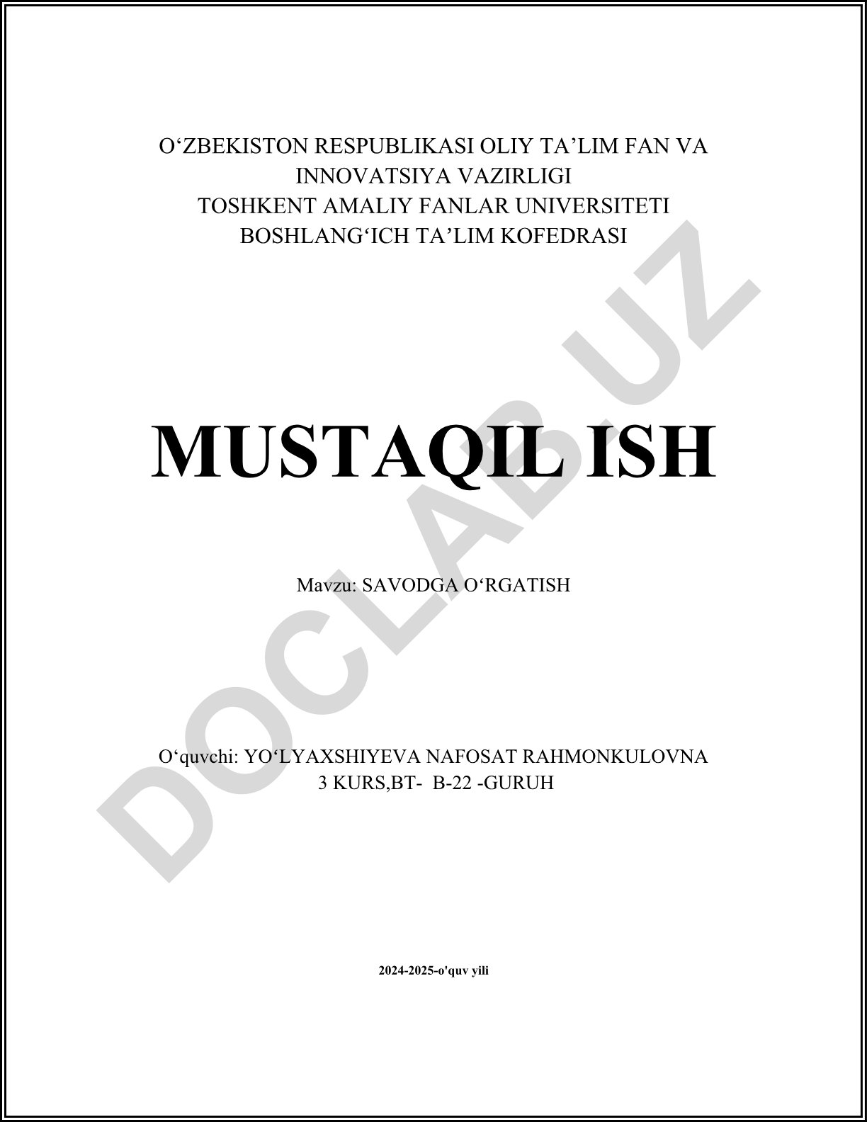 Savodga o'rgatishning asosiy metodlari