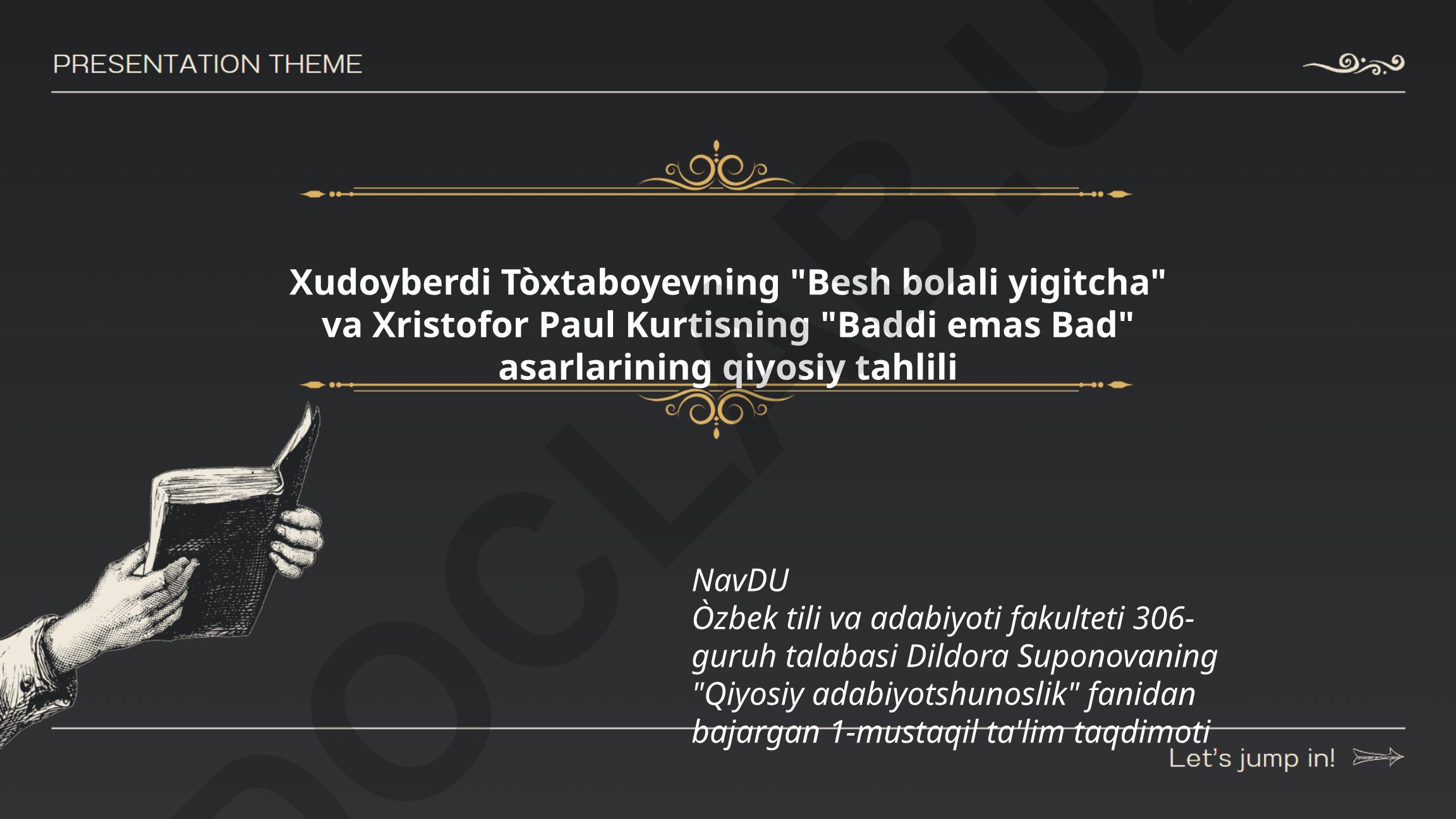 Xudoyberdi To'xtaboyev va Xristofor Paul Kurtis asarlarining qiyosiy tahlili