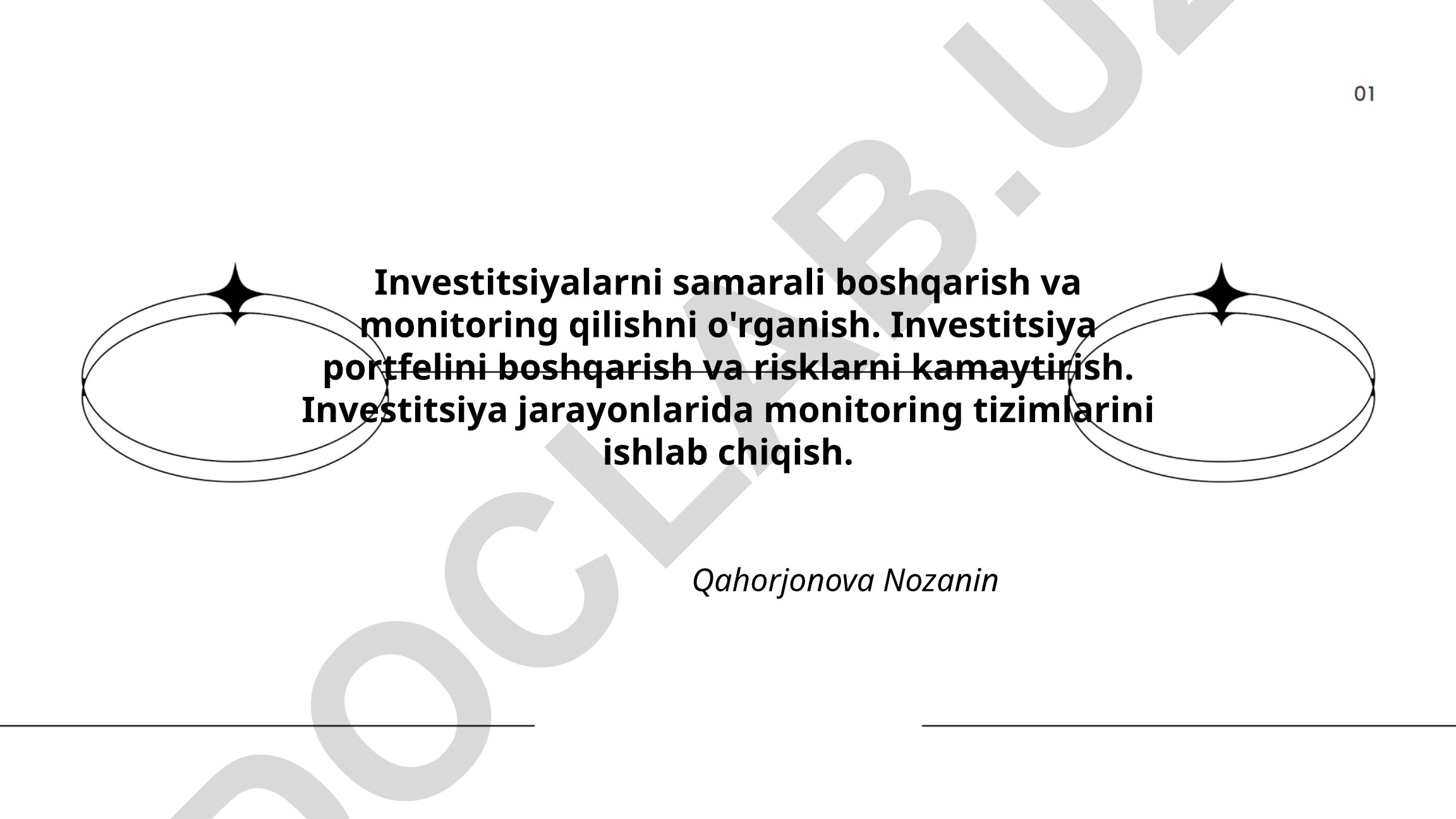 Investitsiyalarni samarali boshqarish va monitoring qilish