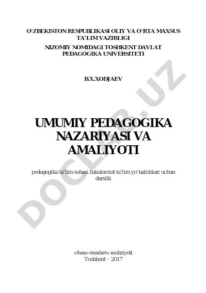 Umumiy pedagogika nazariyasi va amaliyoti