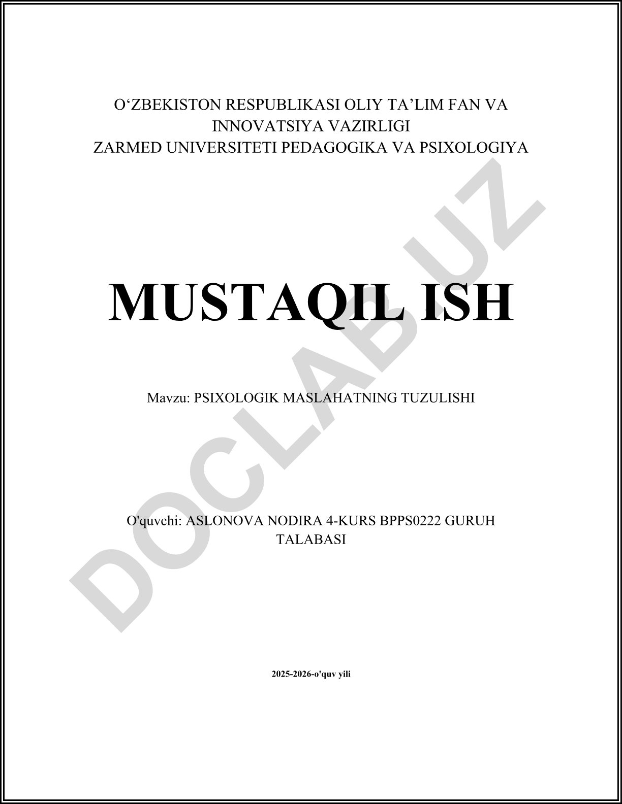 Psixologik maslahatning tuzulishi