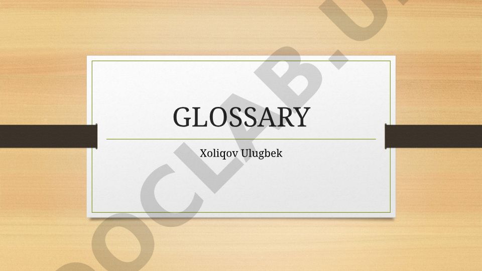Dewey Decimal Classification Glossary Terms