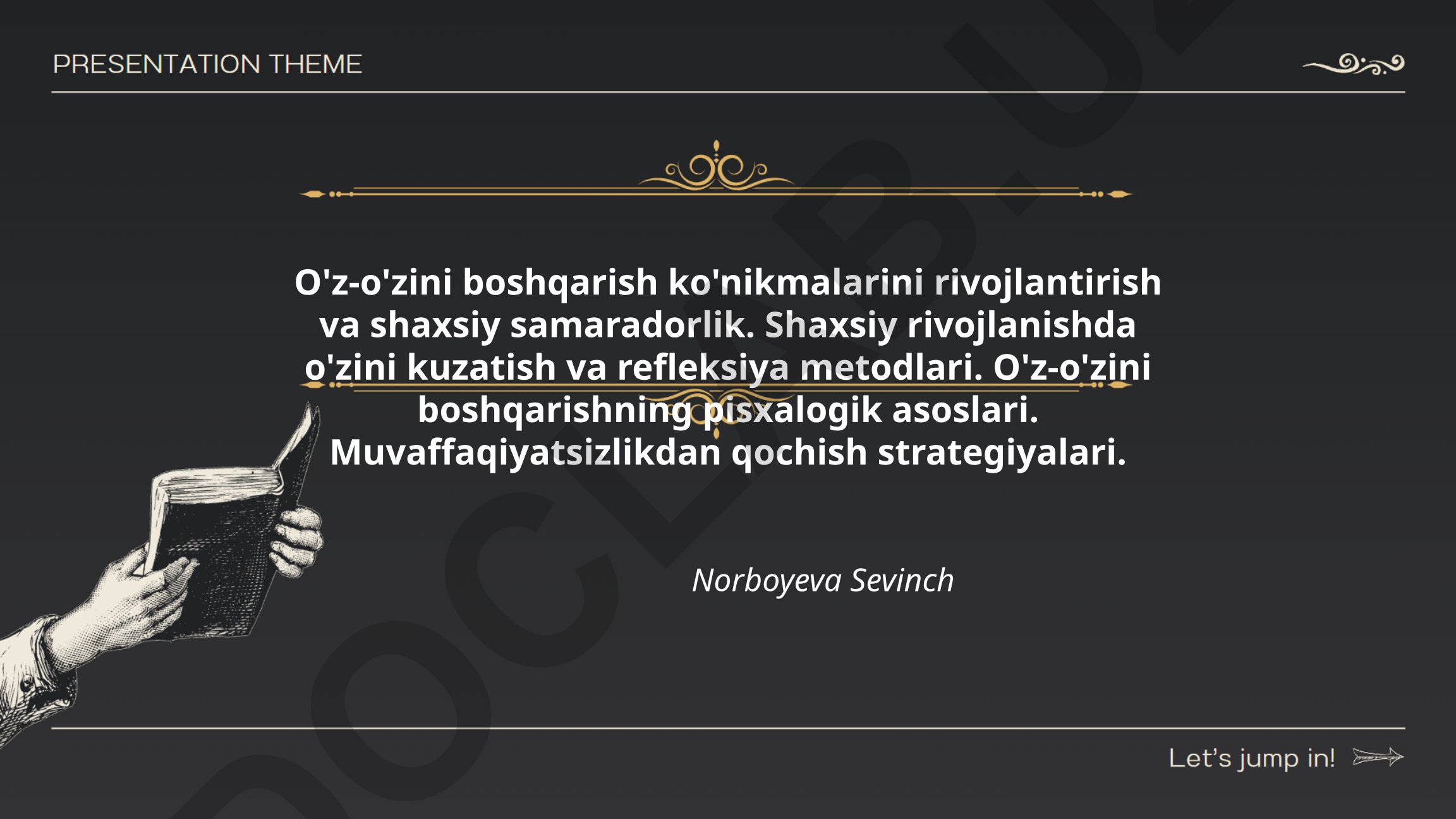 O'z-o'zini boshqarish ko'nikmalari va shaxsiy samaradorlikni rivojlantirish