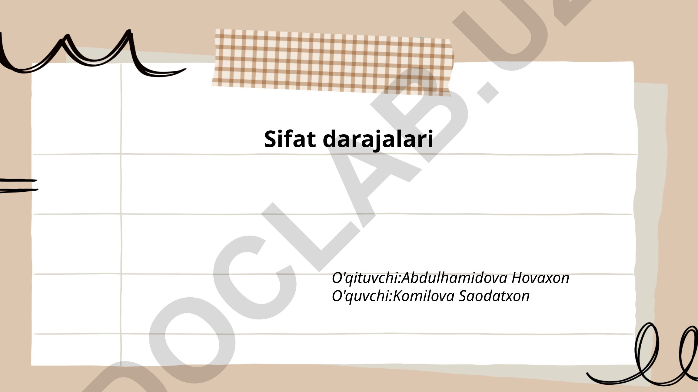 Sifat darajalari: oddiy, taqqoslash va eng yuqori darajalar