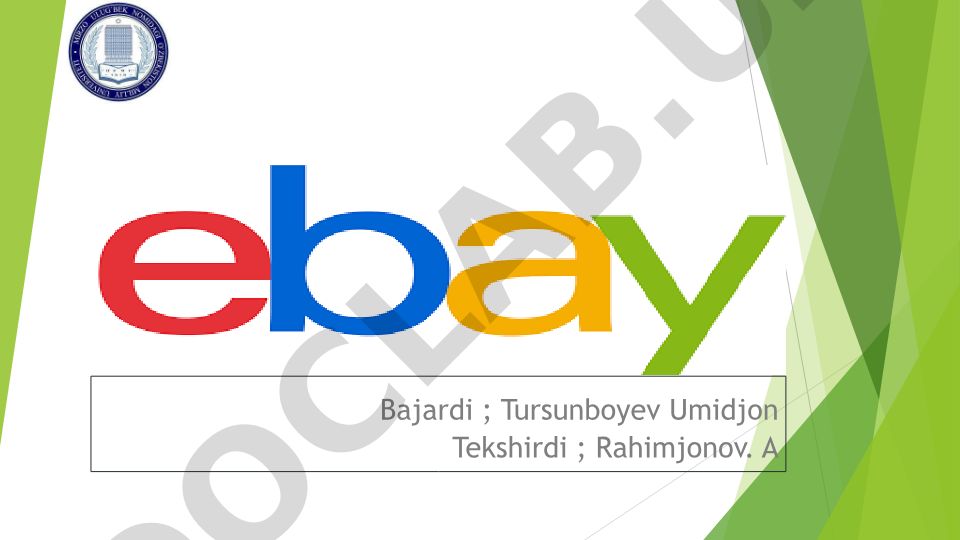 eBay kompaniyasi tarixi va faoliyati