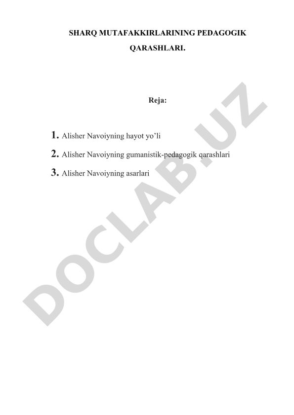 Sharq mutafakkirlarining pedagogik qarashlari