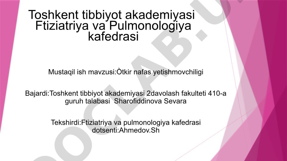 O'tkir nafas yetishmovchiligi