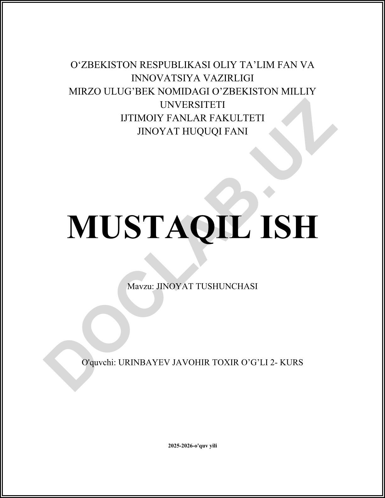 Jinoyat tushunchasi