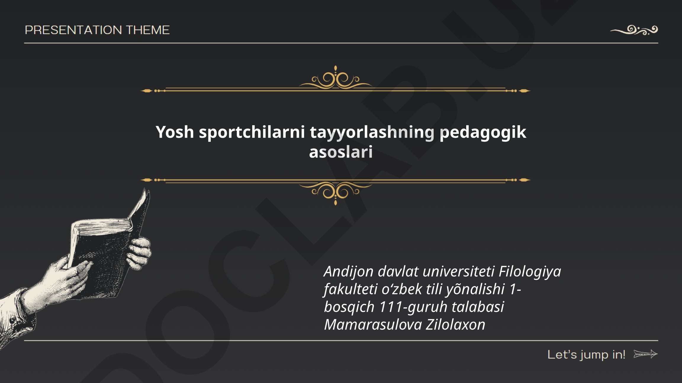 Yosh sportchilarni tayyorlashning pedagogik asoslari