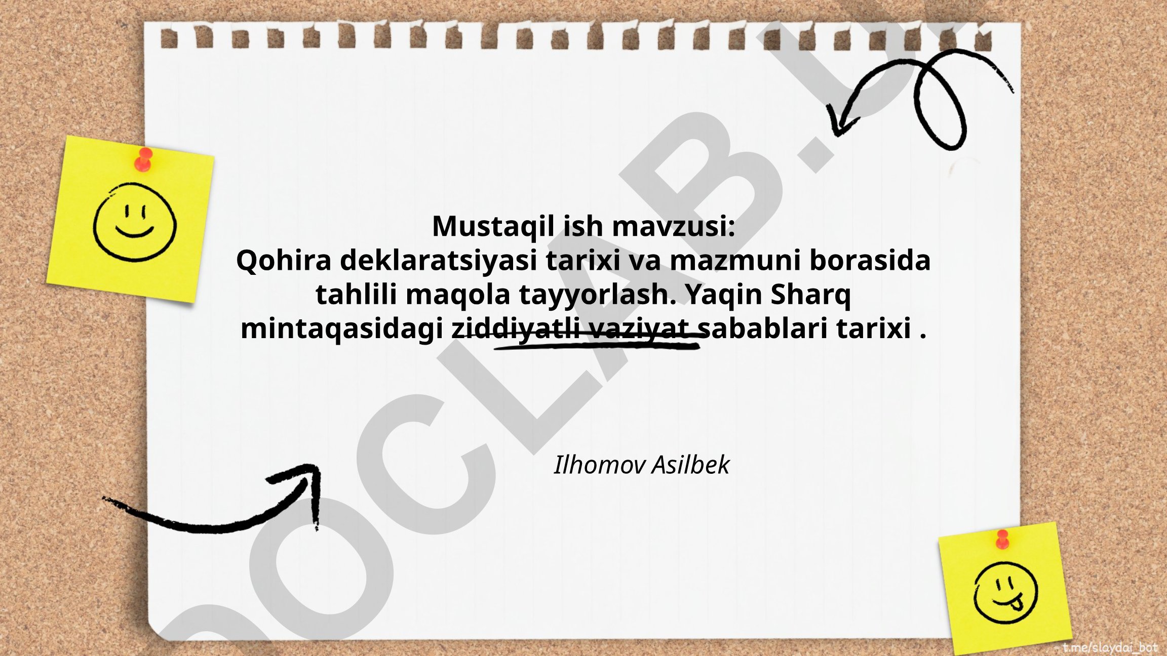 Qohira deklaratsiyasi tarixi va mazmuni tahlili