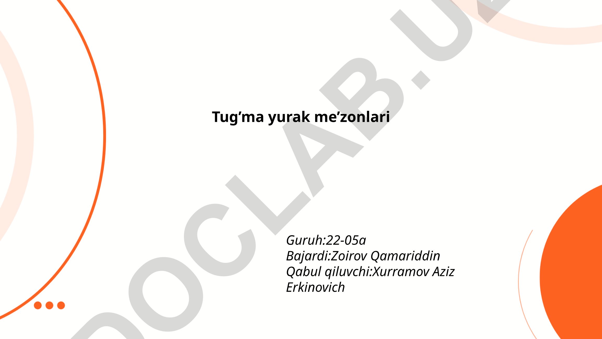 Tug'ma yurak me'zonlari: ta'rif, tasnif va davolash
