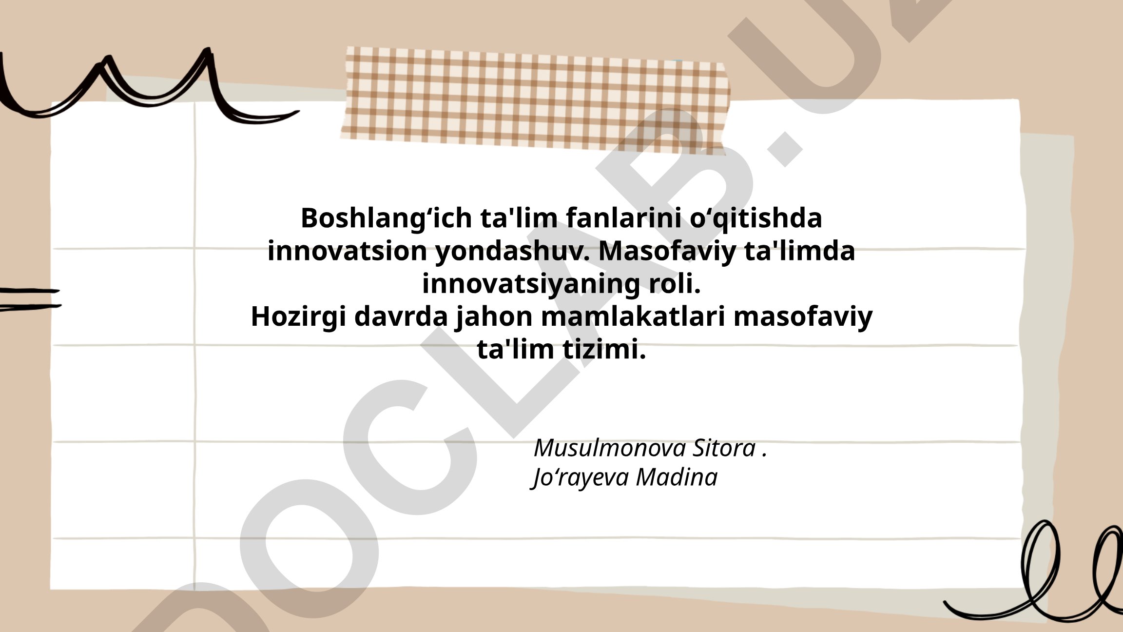 Boshlangʻich ta'lim fanlarini oʻqitishda innovatsion yondashuv va masofaviy ta'lim