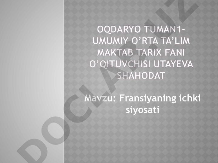 Fransiyaning ichki siyosati