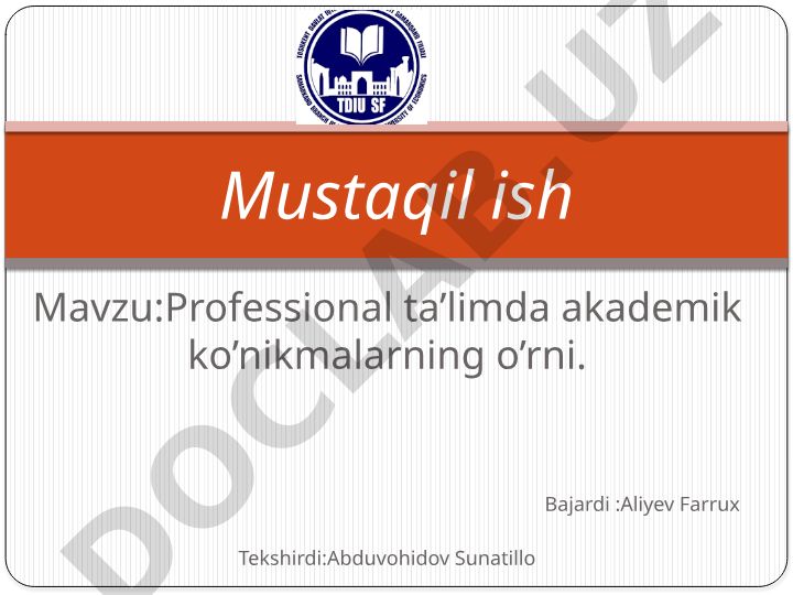 Professional ta’limda akademik ko’nikmalarning o’rni