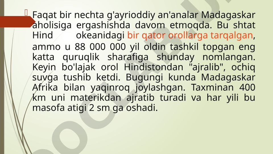 Madagaskarning geografik tarixi va madaniy an'analari