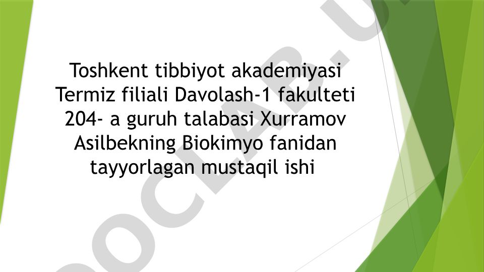 Sensor tizimlar faoliyatining biokimyoviy asoslari