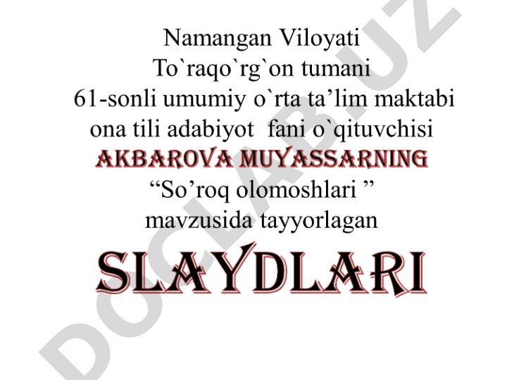 So‘roq olmoshlari va ularning turlari