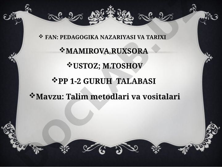 Talim metodlari va vositalari