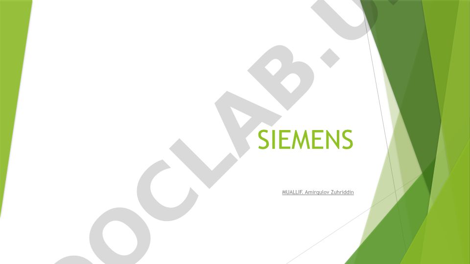 Siemens AG kompaniyasi haqida ma'lumot