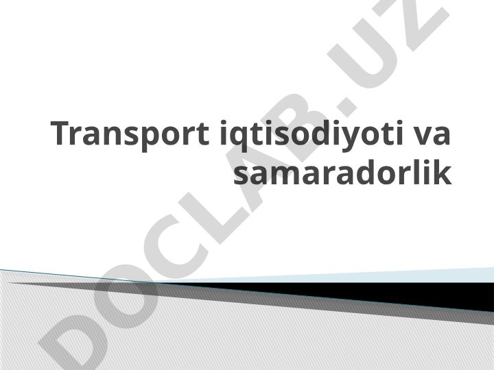 Transport iqtisodiyoti va samaradorlik