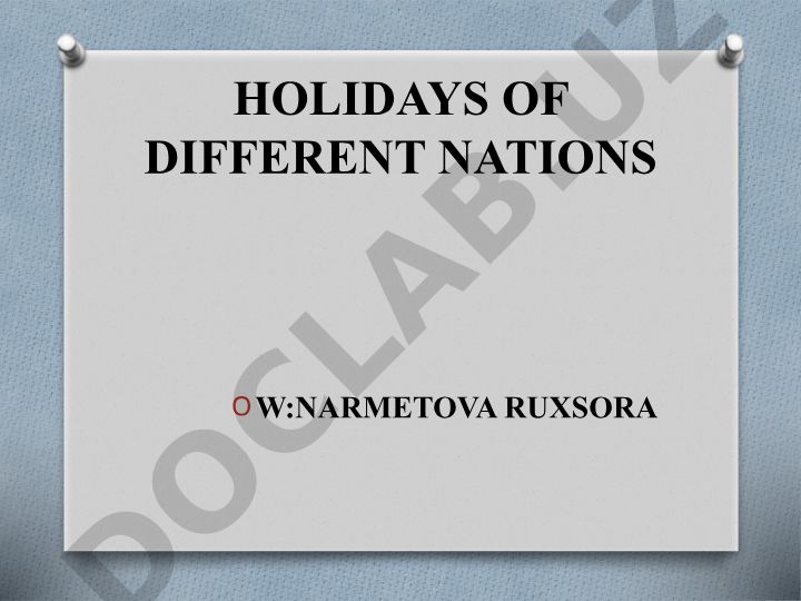 Holidays of Different Nations